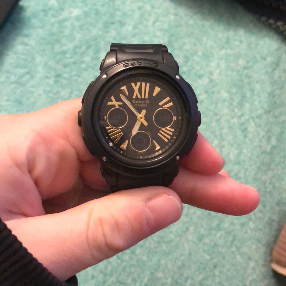 Baby G watch black and gold